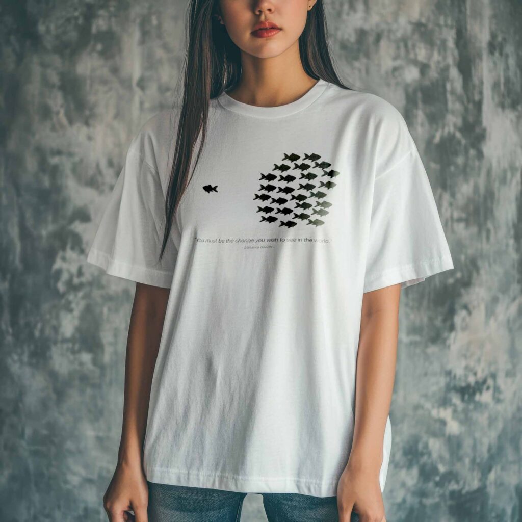 T-Shirt „Change“ mit Siebdruck von Utopiness – unisex