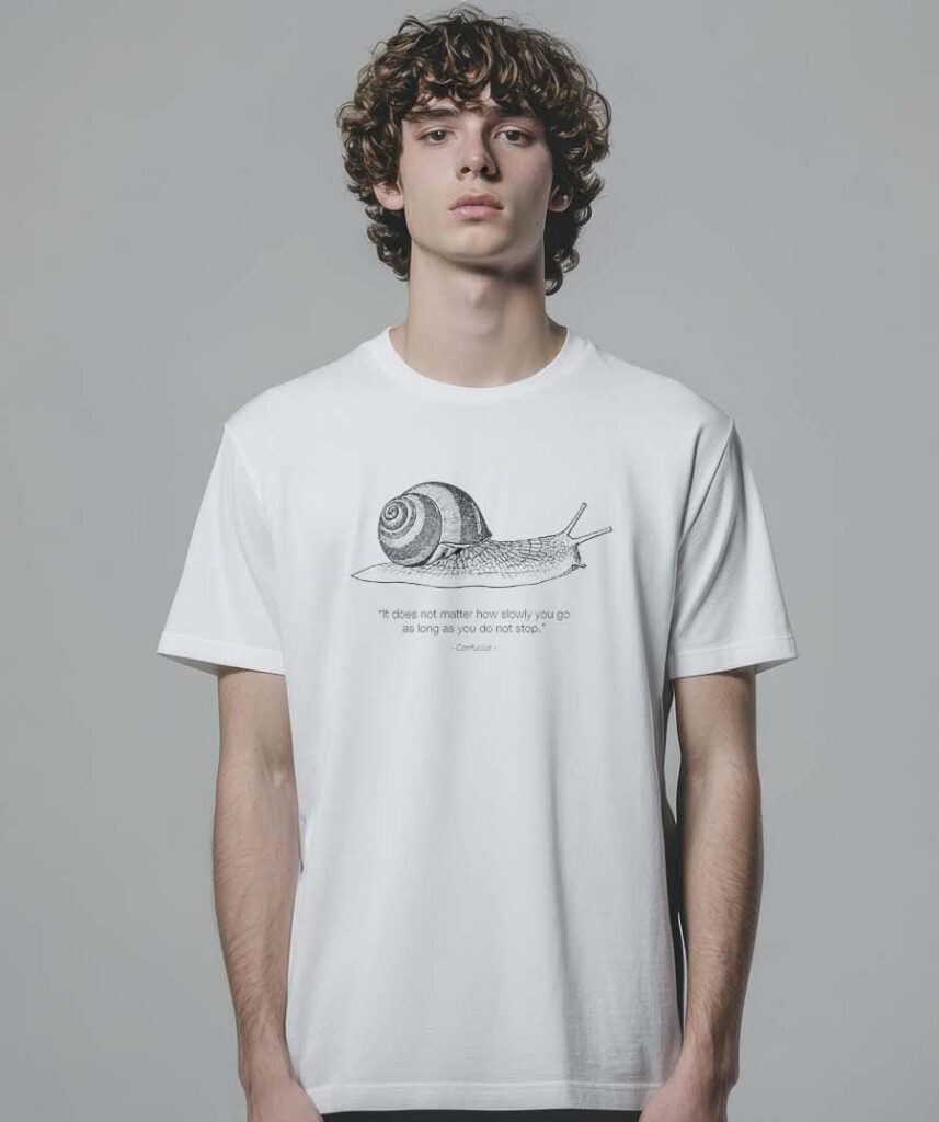 T-Shirt „Slow“ mit Siebdruck von Utopiness – unisex